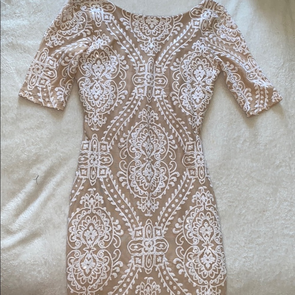 Mid maxi embellished Dress tan/white Size Small